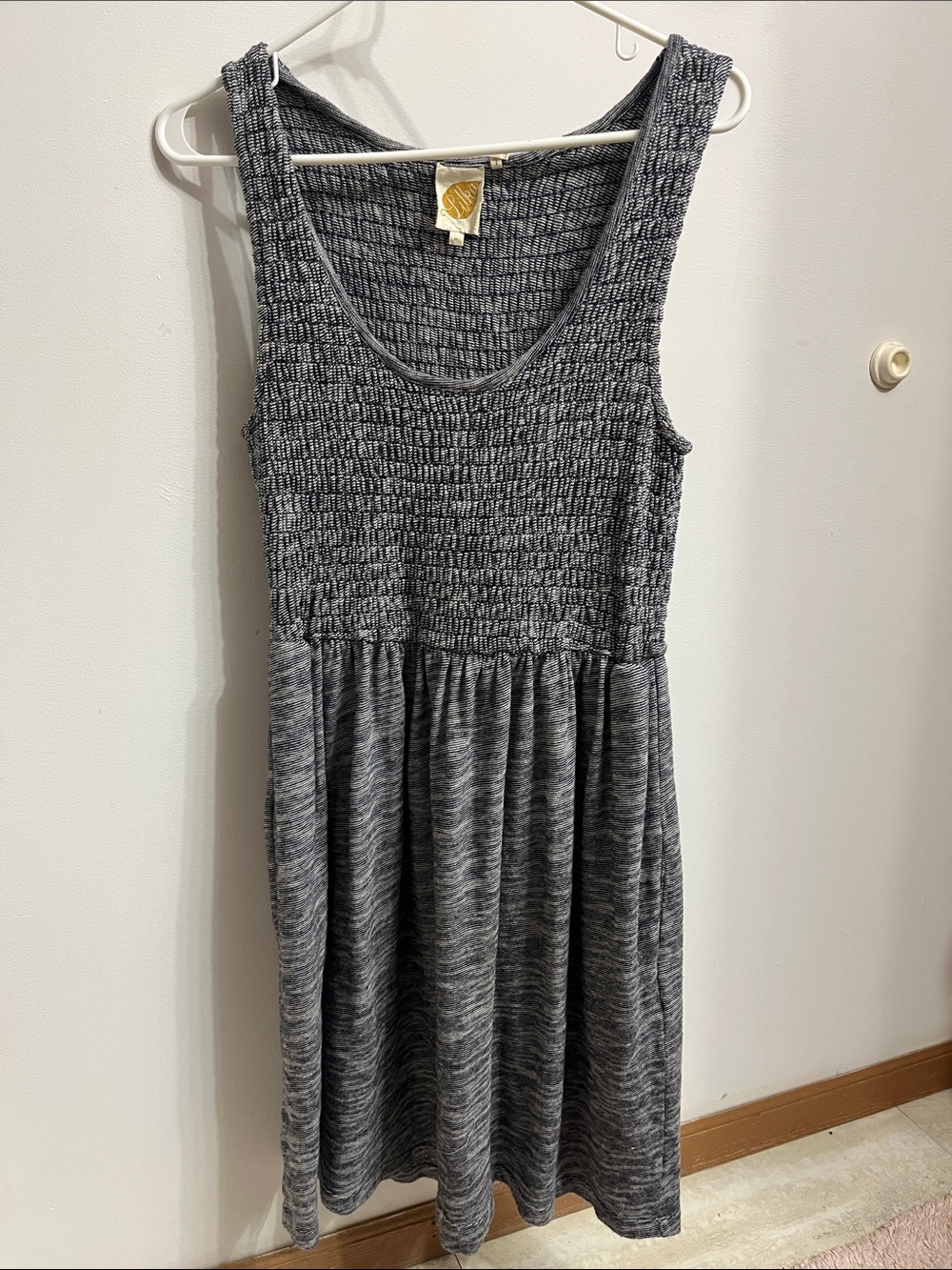 Anthropologie Gray Smocked Tank Midi Dress